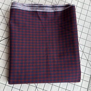 4 Yards Vintage Red & Navy Plaid Cotton Shirting – 44” Wide – Soft Woven Fabric